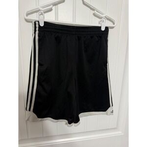 Adidas Athletic Shorts Boys 18‎ Black White 3-Stripe Lightweight Breathable